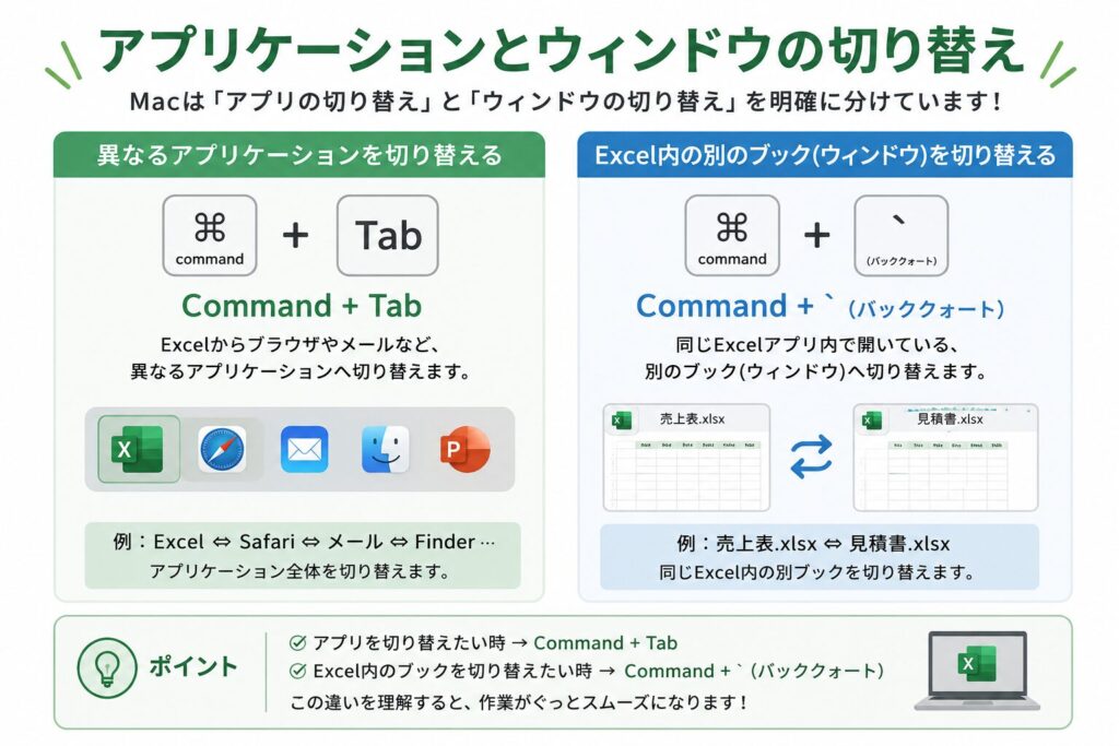 アプリケーションとウィンドウの切り替えのショートカット