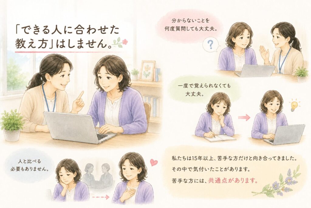 出来る人に合わせた教え方はしません